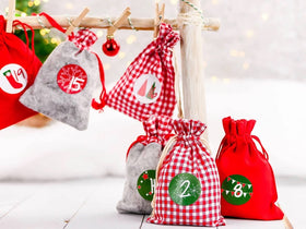 Adventskalender Stoffsäckchen zum Basteln & Befüllen Rot-Grün - 0