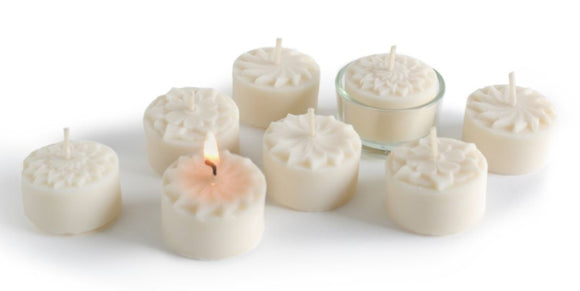 Babongo 25 Teelichter Blüten + 1 Glasteelichthalter