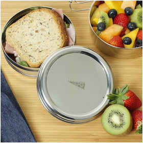 Edelstahl Runde Lunchbox 2-teilig 700 ml - 0