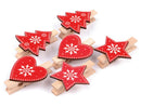 Holzklammer Weihnachten rot-beige Stern & Herz 6er-Set-2