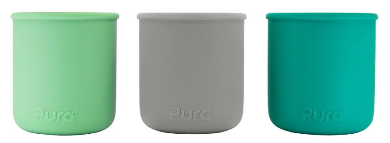 Pura my-my Silikon Trinkbecher 3er-Set Mint & Slate & Moss