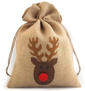 Geschenksäckchen Rentier 30x40 cm Jute