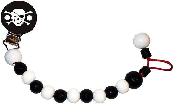 Asmi Schnullerkette Pirat schwarz-weiß