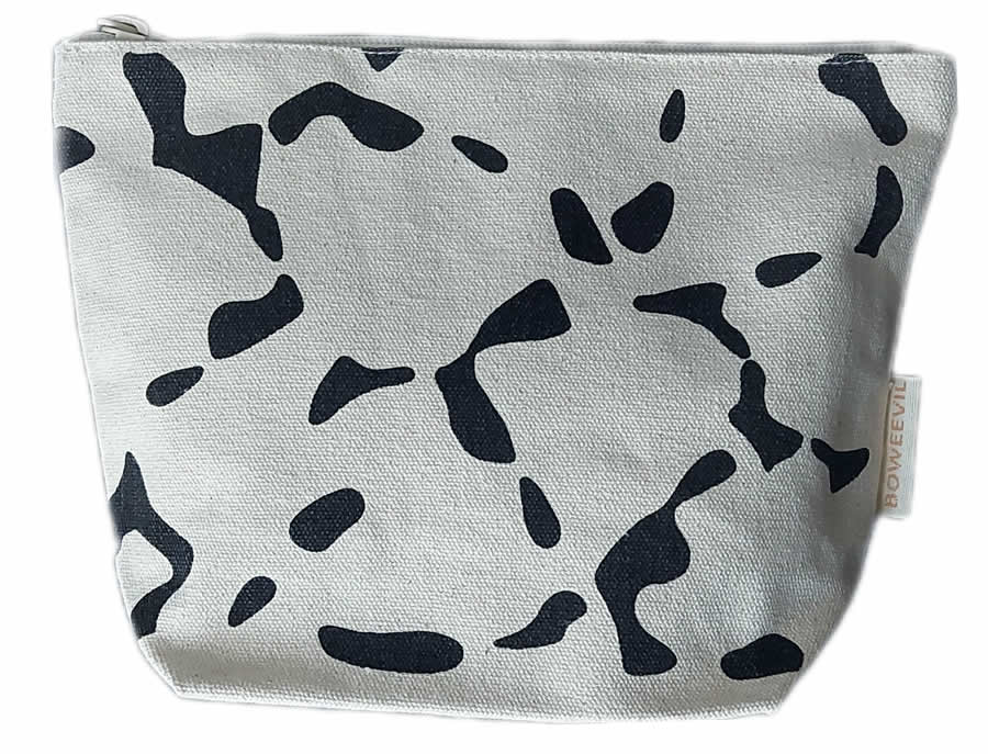 Kosmetiktasche Natur-Schwarz mit Reißverschluss