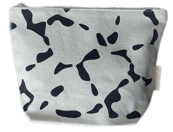 Kosmetiktasche Natur-Schwarz mit Reißverschluss