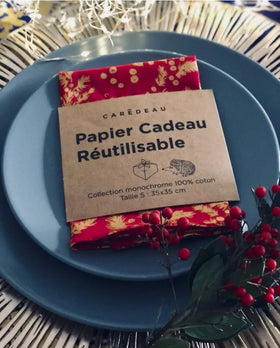 Furoshiki Tuch Cadeau Holly Tips Mohnrot 35x35 cm - 0