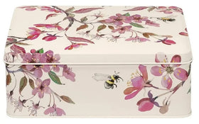 Rechteckige Metallbox Blossom Creme-Rosa