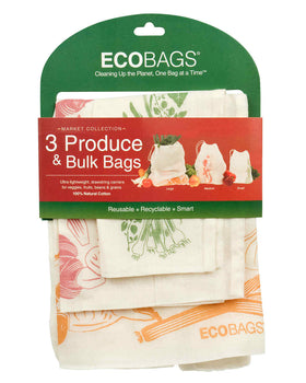 Ecobags Gaze Beutel Baumwolle Bedruckt 3er-Set