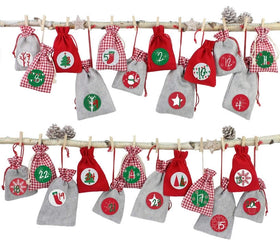 Adventskalender Stoffsäckchen zum Basteln & Befüllen Rot-Grün