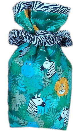 Geschenksäckchen Verpackung aus Stoff Auf Safari Grün+Zebrastreifen