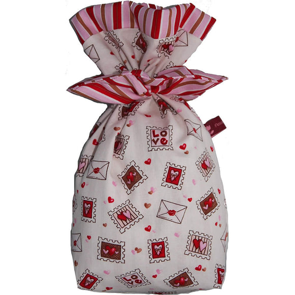 Geschenkbeutel Verpackung aus Stoff Liebesbriefe auf weiß