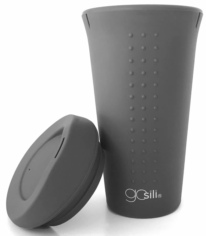 Gosili Silikon Kaffeebecher Coffee-to-go grau - 0