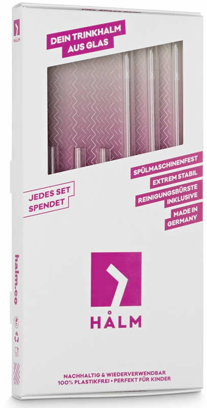 Trinkhalm aus Glas 6er-Set Gerade 15 + 23 cm