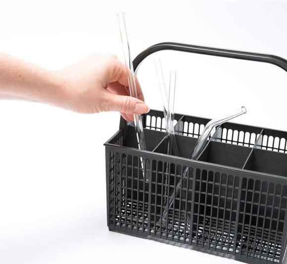 Trinkhalm aus Glas 4er-Set 30 cm gebogen