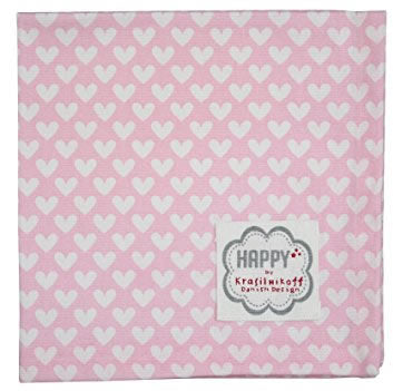 Krasilnikoff Stoffserviette 40x40 cm Herz rosa-weiß