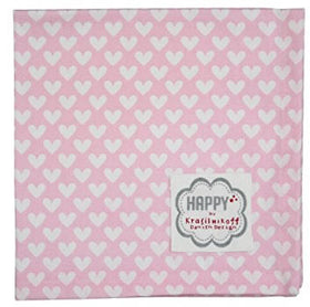 Krasilnikoff Stoffserviette 40x40 cm Herz rosa-weiß