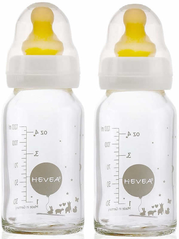 Hevea Glas-Babyflasche 120 ml 2er-Set