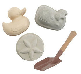 Hevea Sandförmchen-Set mit Schaufel im Tragenetz