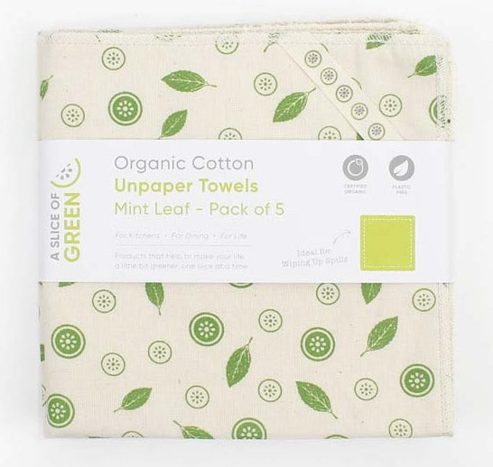 A Slice of Green Küchentücher aus Bio-BW Mint Leaf 5er-Set