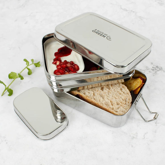 Edelstahl Doppeldecker Lunchbox Panna Large mit Mini 3-teilig