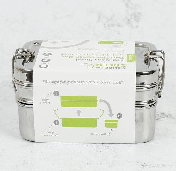 Edelstahl Doppeldecker Lunchbox Panna Large mit Mini 3-teilig