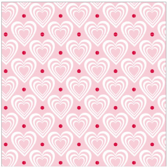 Krasilnikoff Stoffserviette 40x40 cm 3D Hearts pink-white