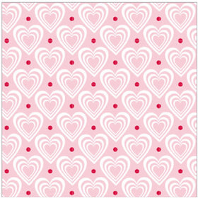 Krasilnikoff Stoffserviette 40x40 cm 3D Hearts pink-white