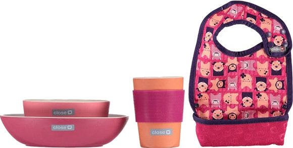 Pop-In Esslern-Set Bambus mit Lätzchen 4-teilig Monster Edi