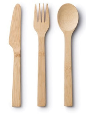 Besteck aus Bambus Travel-Set mit Pouch
