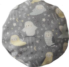 Wärmekissen rund Eule silbergrau inkl. Kissenhülle
