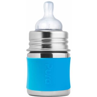 Purakiki Trinklernflasche 300  ml mit Silikon-Sleeve aqua