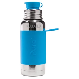 Purakiki Isolierte SPORTflasche 500 ml mit Silikon-Sleeve aqua