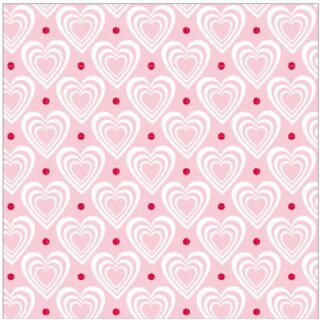 Krasilnikoff Stoffserviette 40x40 cm 3D Hearts pink-white