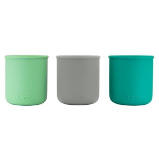 Pura my-my Silikon Trinkbecher 3er-Set Mint & Slate & Moss