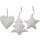 Krasilnikoff Ornamente Weihnachts-Anhänger 3er-Set 3D-Hearts Grey