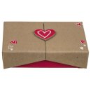 Geschenkbox Herz in Natur-Rot 12 x 8 cm